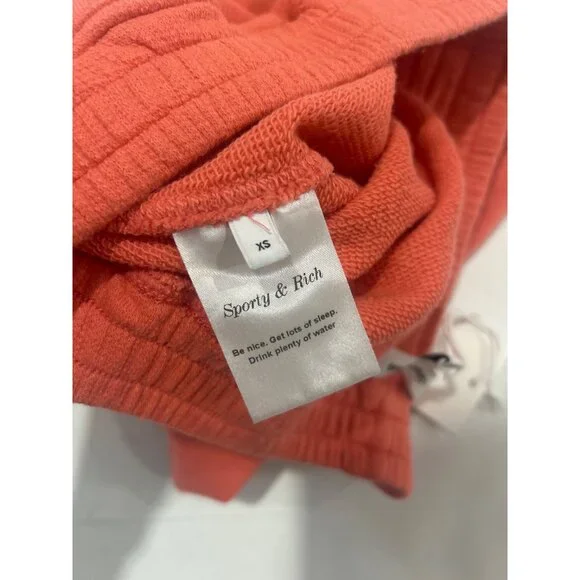 SPORTY & RICH Logo Embroidered Cotton Shorts Lava Orange Size XS NWT